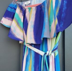 Umgee Multi-Color Striped Off-Shoulder Romper